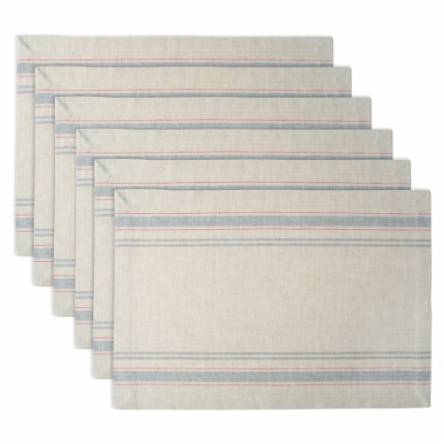 DII Gray French Stripe Placemat (Set of 6) Perspective: front