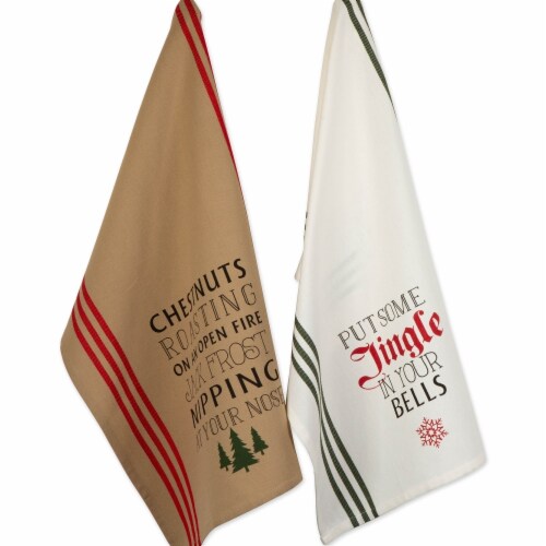 Design Imports Christmas Fireside Printed Dish Towels Set - Set of 2 Perspective: front