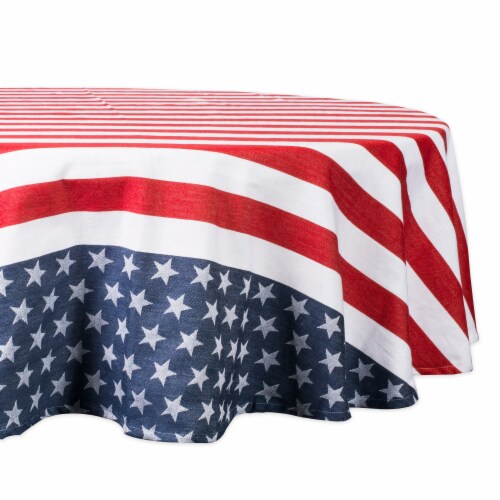 DII Stars & Stripes Tablecloth 70 Round Perspective: front