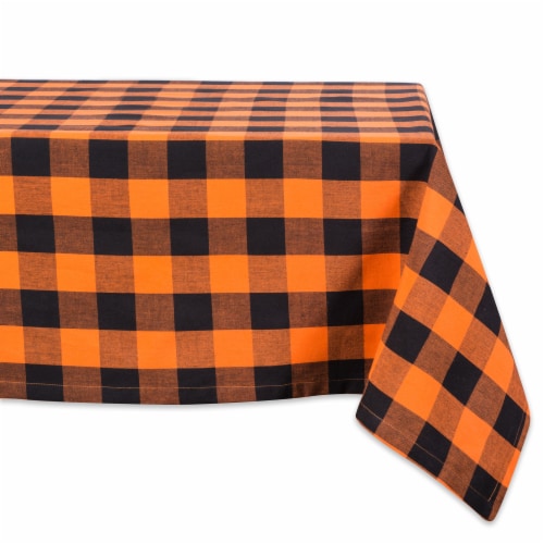 DII Orange Buffalo Check Tablecloth Perspective: front
