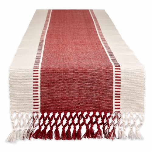 Dii Barn Red Dobby Stripe Table Runner 13X72 Perspective: front