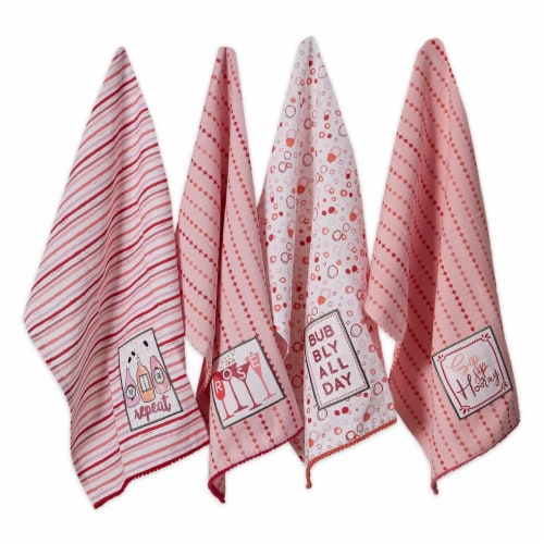 Design Imports CAMZ11560 Pop Fizz Sip Embellished Dishtowel - Set of 4 Perspective: front