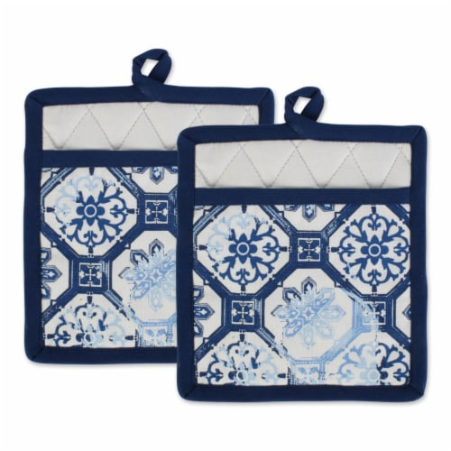 Design Imports CAMZ11601 Lisbon Print Potholder - Set of 2 Perspective: front
