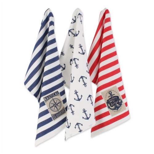 Design Imports CAMZ11639 Maritime Embellished Dishtowel - Set of 3 Perspective: front