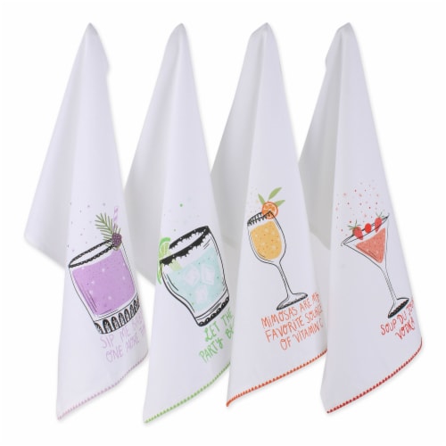 Design Imports CAMZ11682 Sassy Cocktails Printed Dishtowel - Set of 4 Perspective: front