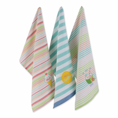 Design Imports CAMZ11715 Summer Fun Embellished Dishtowel - Set of 3 Perspective: front