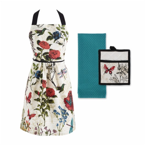 Design Imports CAMZ11733 Botanical Kitchen Apron - Set of 3 Perspective: front