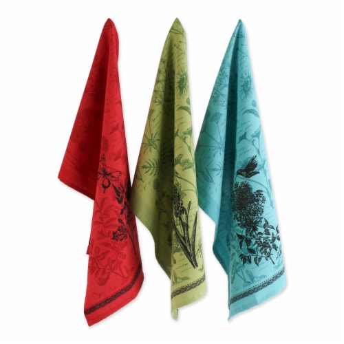 Design Imports CAMZ11734 Botanical Flowers Printed Dishtowel - Set of 3 Perspective: front