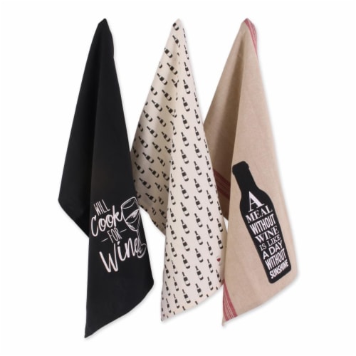 Design Imports CAMZ11736 Wine & Sunshine Print Dishtowel - Set of 3 Perspective: front