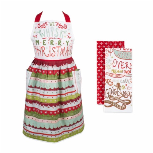 Design Imports CAMZ11737 We Whisk You A Merry Christmas Apron - Set of 3 Perspective: front