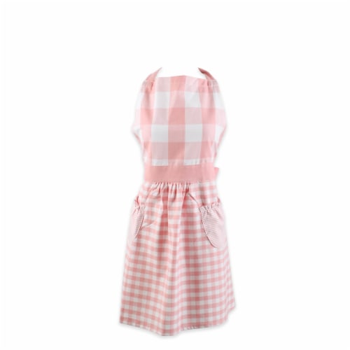 Design Imports CAMZ11740 Pink & White Gingham Apron Perspective: front