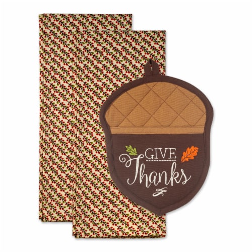 Dii Thanks Acorn Potholder Gift Set/3 Perspective: front