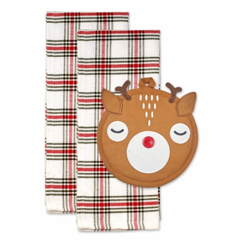 Dii Holiday Potholder Gift Set, Rudy Reindeer, 3 Piece Perspective: front