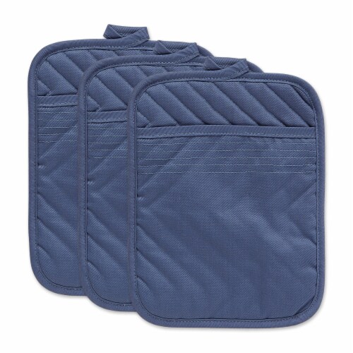 DII French Blue Quilted Potholder Set/3 Perspective: front