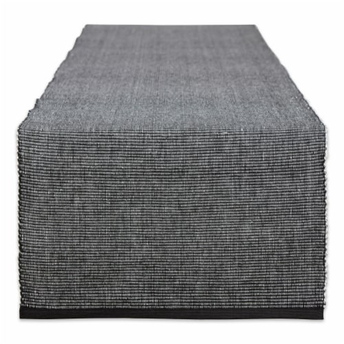 Dii Black & White 2-Tone Ribbed Table Runner Perspective: front