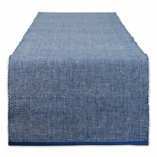 Dii Navy & White 2-Tone Ribbed Table Runner Perspective: front
