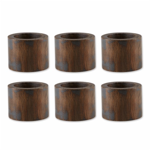 Design Imports CAMZ12242 Black Rub Finish Wood Band Napkin Ring - Set of 6 Perspective: front
