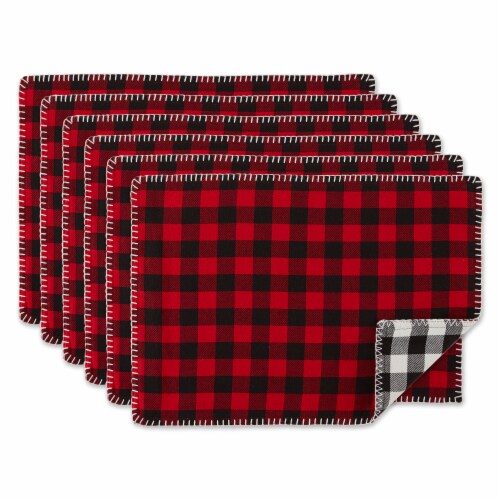 DII Christmas Buffalo Check With Embroidery Placemat (Set of 6) Perspective: front
