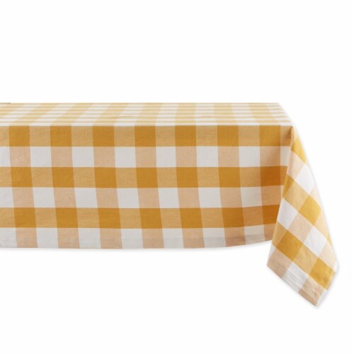 Design Imports CAMZ12413 60 x 84 in. Honey Gold Buffalo Check Tablecloth Perspective: front