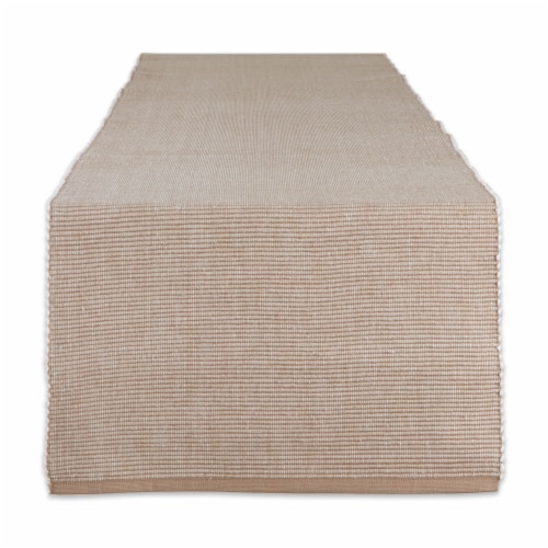 Dii Stone & White 2-Tone Ribbed Table Runner Perspective: front