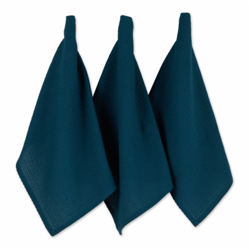 Design Imports CAMZ12446 Teal Green Recycled Cotton Waffle Dishtowel Set - Set of 6 Perspective: front
