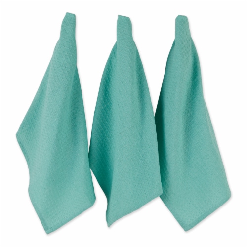 Design Imports CAMZ12447 Aqua Recycled Cotton Waffle Dishtowel Set - Set of 6 Perspective: front