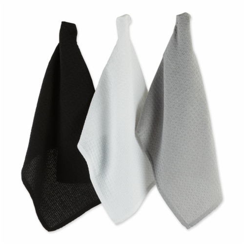 Design Imports CAMZ12449 Recycled Cotton Waffle Dishtowel Set, Assorted Neutrals - Set of 6 Perspective: front