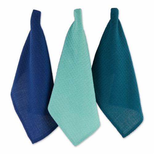 Design Imports CAMZ12450 Recycled Cotton Waffle Dishtowel Set, Assorted Blues - Set of 6 Perspective: front