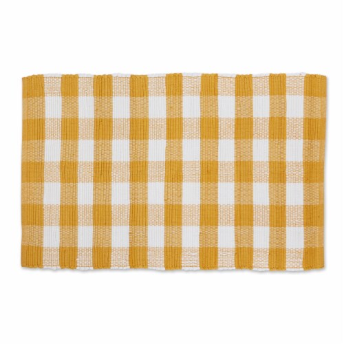 Dii Honey Gold & White Buffalo Check Rag Rug 26X40 Inch Perspective: front