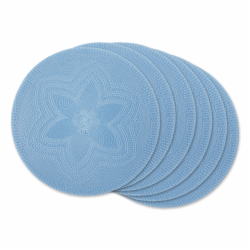 DII Light Blue Floral Woven Round Placemat (Set of 6) Perspective: front
