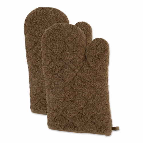 Dii Brown Terry Oven Mitt (Set Of 2) Perspective: front