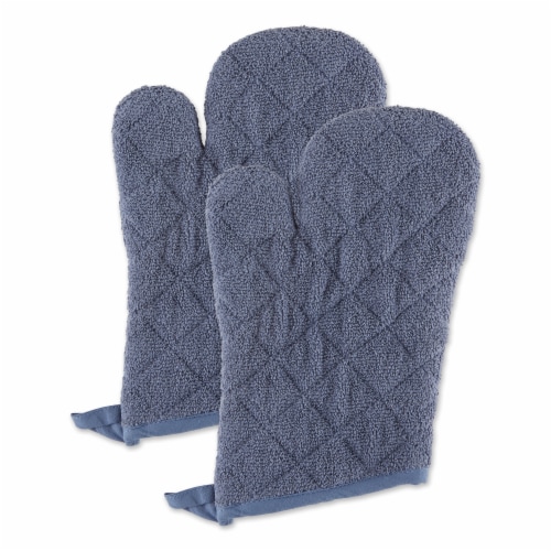 Stonewash Blue Terry Oven Mitt Set/2 Perspective: front