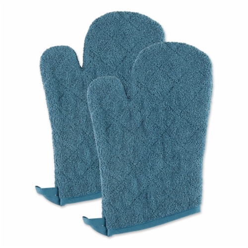 Storm Blue Terry Oven Mitt Set/2 Perspective: front