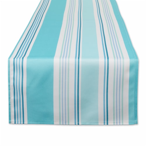Dii Beach House Stripe Print Outdoor Table Runner Perspective: front
