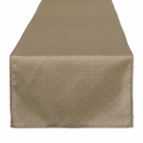 Dii Stone Tonal Lattice Print Outdoor Table Runner Perspective: front