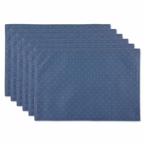 DII French Blue Tonal Lattice Print Outdoor  Placemat (Set of 6) Perspective: front