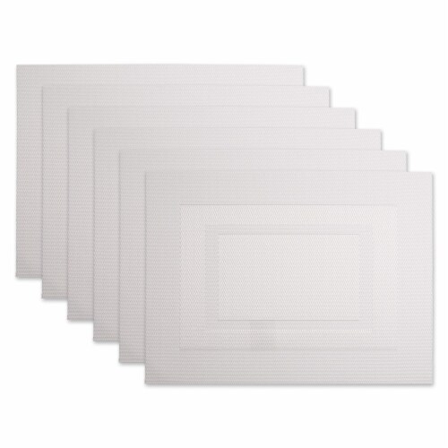 DII White PVC Doubleframe Placemat 6 Piece Perspective: front
