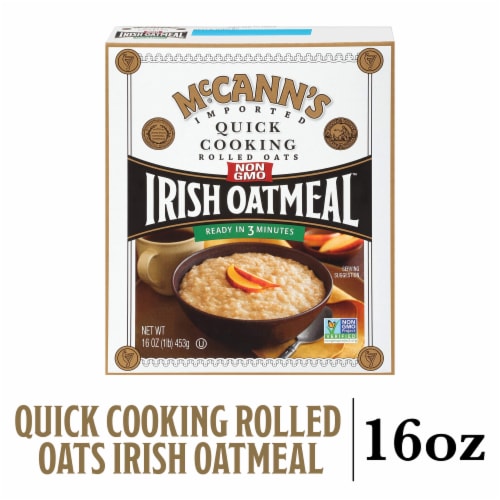 McCann's Imported Quick Cooking Rolled Oats Irish Oatmeal Perspective: front