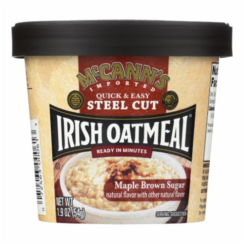 McCann's Quick & Easy Kosher Steel Cut Irish Oatmeal Maple Brown Sugar Instant Oatmeal Perspective: front