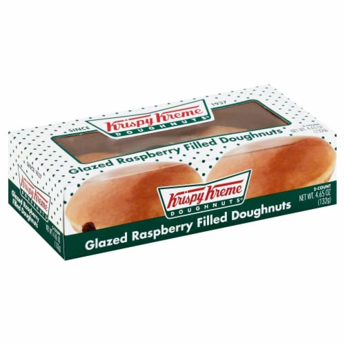 Krispy Kreme Raspberry Filled Glazed Doughnuts Perspective: front