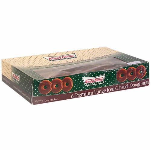 Krispy Kreme Fudge Iced Original Glazed Doughnuts 6 Count Perspective: front