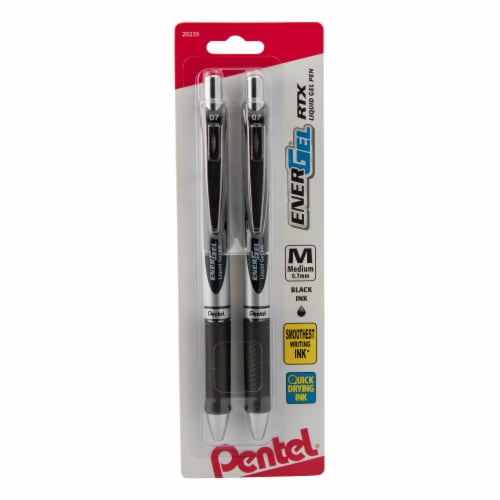 Pentel EnerGel RTX Liquid Black Gel Pens Perspective: front