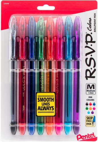 Pentel R.S.V.P. Medium Ballpoint Pens 8/Pkg-Assorted Colors, 1 - Foods Co.