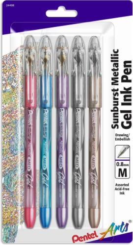 Pentel Arts 0.8-mm Sunburst Metallic Gel Ink Pens Perspective: front