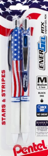 Pentel EnerGel RTX Stars & Stripes Liquid Gel Pens - Black Perspective: front