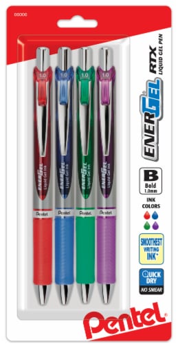 Pentel EnerGel RTX Bold Point Liquid Gel Pens - Assorted, 4 pk