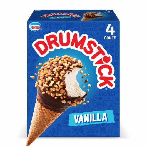 Drumstick Vanilla Frozen Dairy Dessert Cones Perspective: front
