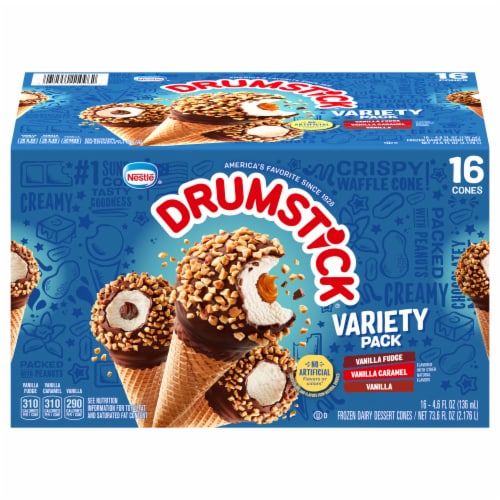 Drumstick® Vanilla Vanilla Fudge Vanilla Caramel Variety Ice Cream ...