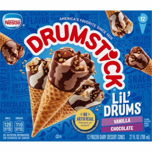Drumstick® Lil' Drums® Vanilla Chocolate Ice Cream Cones Perspective: front