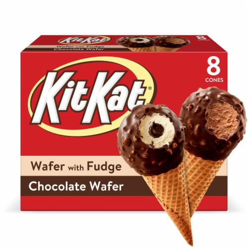 Kit Kat Wafer with Fudge/Chocolate Wafer Frozen Dairy Dessert Cones 8 ea